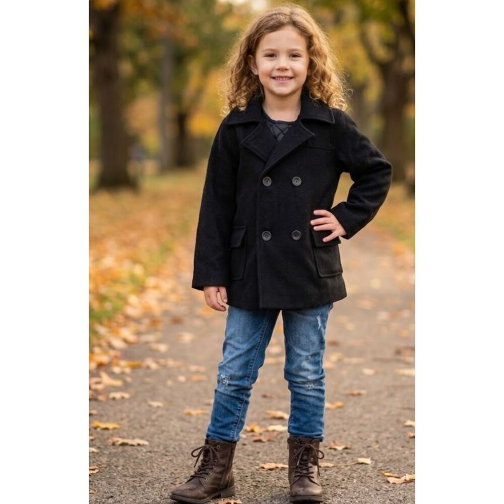 New Kitestrings Wool Blend Double Breasted Coat Toddler Girl's Size 5-6